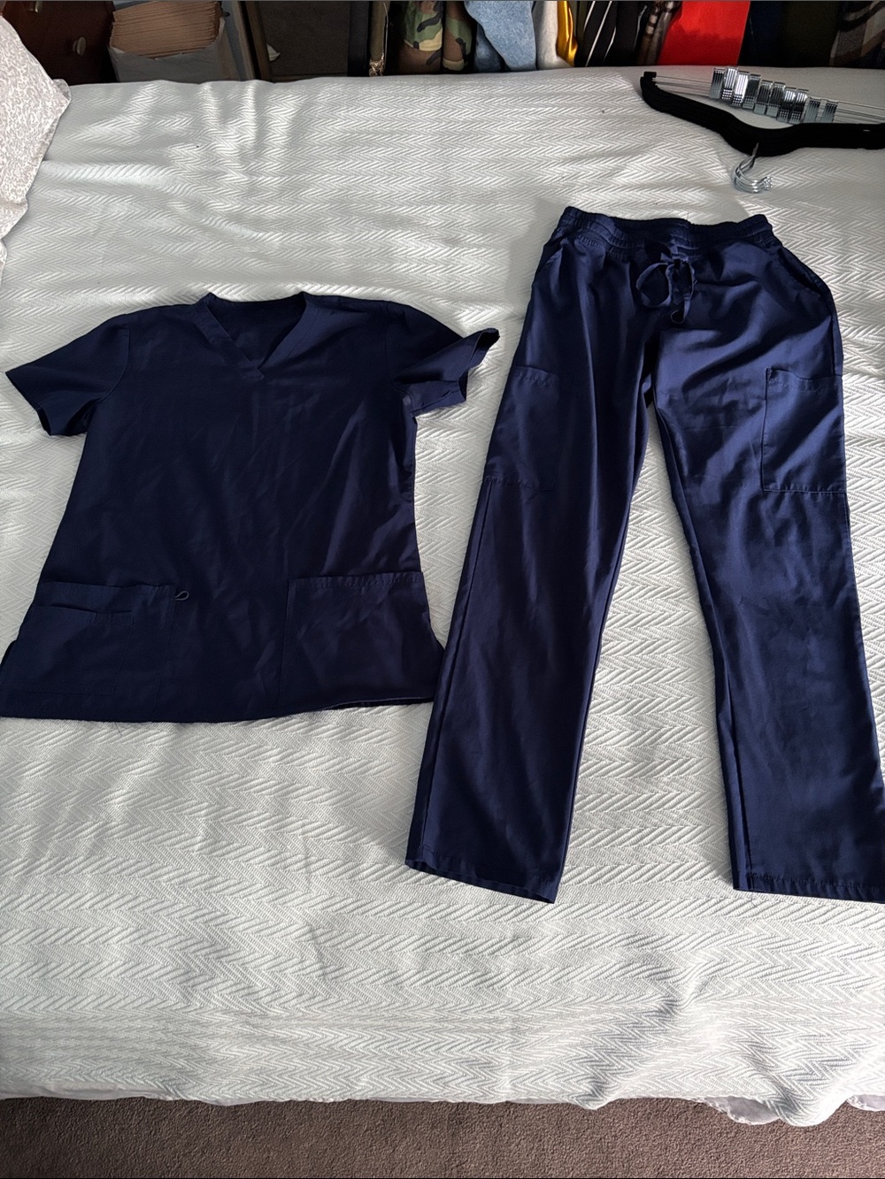 Navy Medical Scrub Top and Pants Set